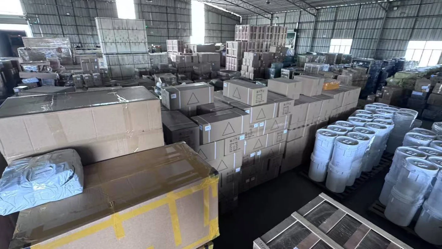 Interior of Jeoffel Cargo's China freight warehouse showing pallets of client cargo staged and ready for consolidation